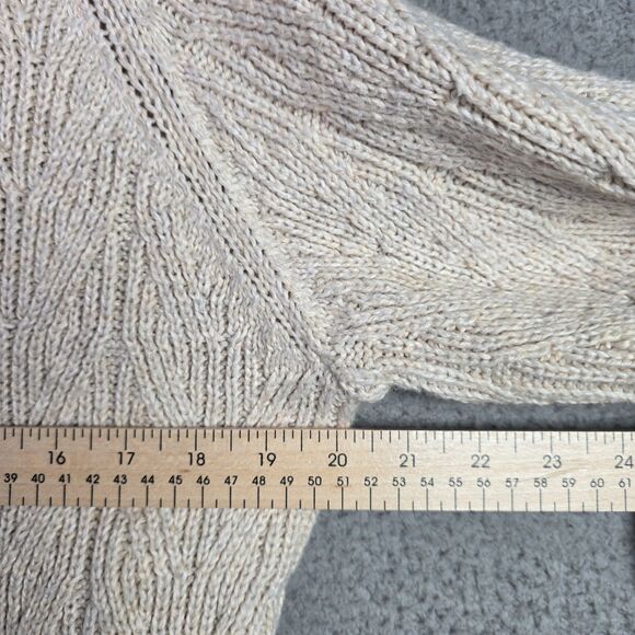 Old Navy Cable Knit Sweater Cream Medium Chunky Raglan Fall Classic Neutral - Picture 5 of 11